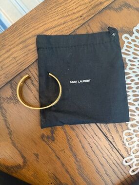 Saint Laurent Gold Open Cuff Bracelet
